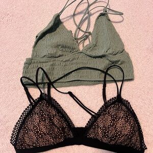 Victoria's Secret Black and Cream Lace Bralette